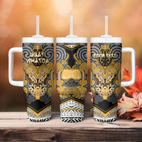 Aotearoa Iwi Ngati Whatua Personalised Tumbler With Handle Maori Kowhaiwhai Pattern LT19 - Polynesian Pride