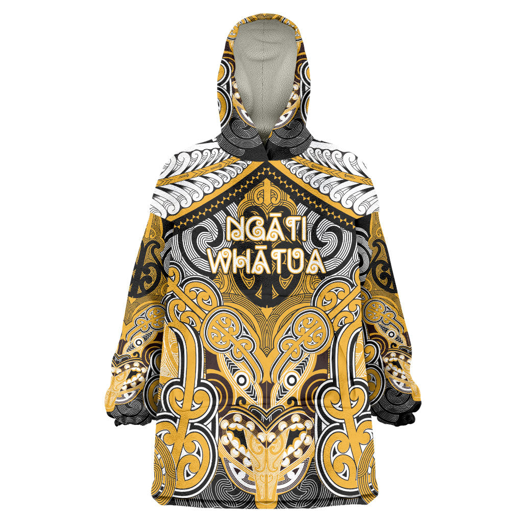 Aotearoa Iwi Ngati Whatua Personalised Wearable Blanket Hoodie Maori Kowhaiwhai Pattern LT19 One Size Yellow - Polynesian Pride