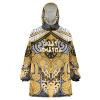 Aotearoa Iwi Ngati Whatua Personalised Wearable Blanket Hoodie Maori Kowhaiwhai Pattern LT19 One Size Yellow - Polynesian Pride