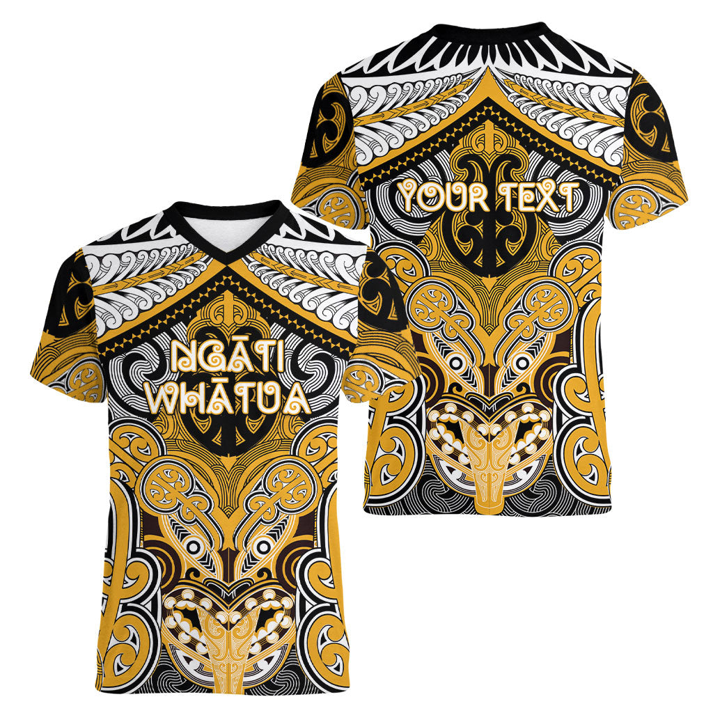 Aotearoa Iwi Ngati Whatua Personalised Women V-Neck T-Shirt Maori Kowhaiwhai Pattern LT19 - Polynesian Pride