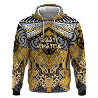 Aotearoa Iwi Ngati Whatua Personalised Zip Hoodie Maori Kowhaiwhai Pattern LT19 Pullover Hoodie Yellow - Polynesian Pride