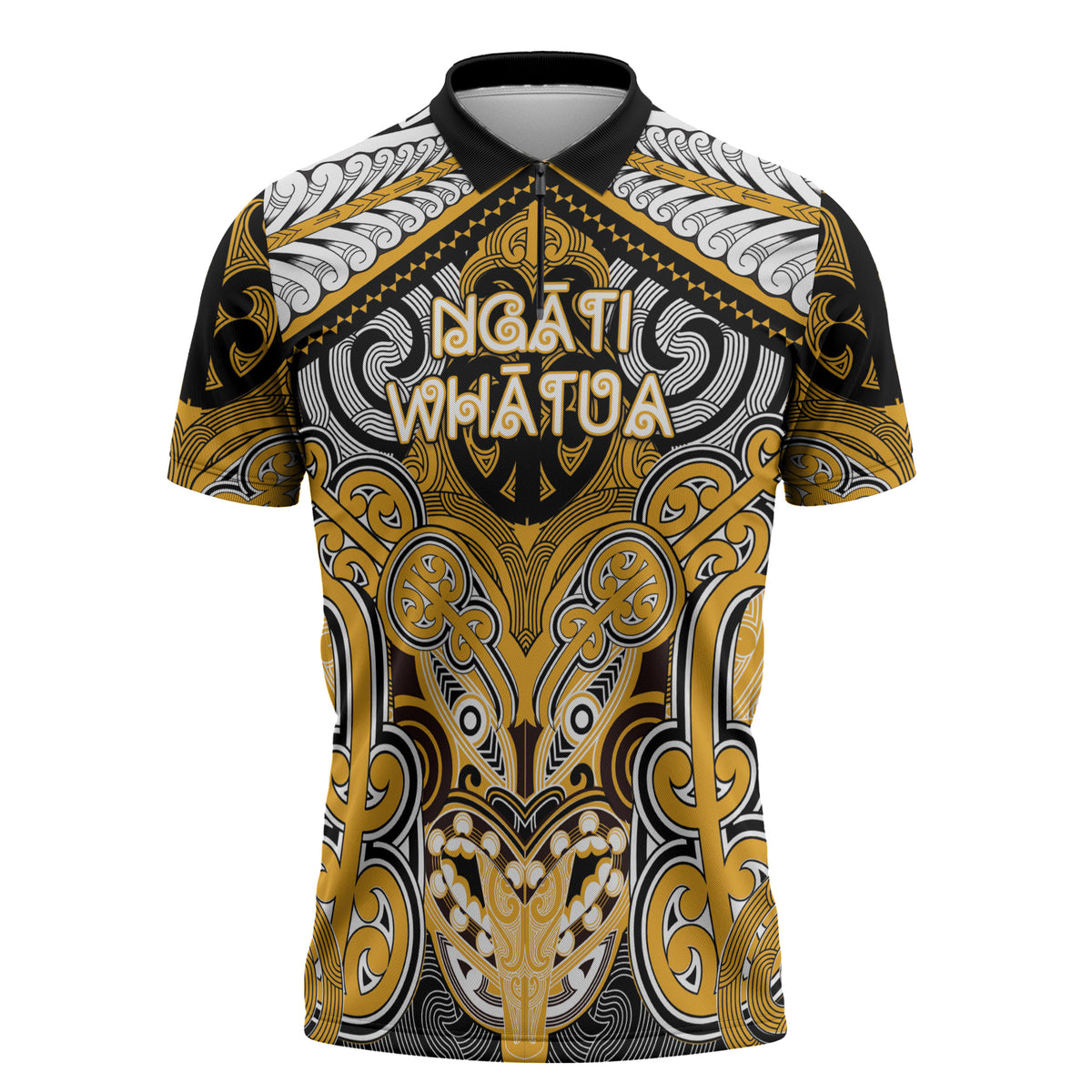 Aotearoa Iwi Ngati Whatua Personalised Zipper Polo Shirt Maori Kowhaiwhai Pattern LT19 Yellow - Polynesian Pride