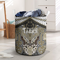 Aotearoa Iwi Waikato Tainui Laundry Basket Maori Kowhaiwhai Pattern LT19 Dark Yellow - Polynesian Pride