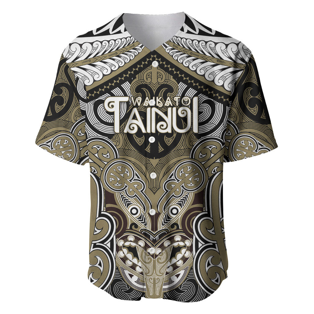 Aotearoa Iwi Waikato Tainui Personalised Baseball Jersey Maori Kowhaiwhai Pattern LT19 Dark Yellow - Polynesian Pride