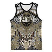 Aotearoa Iwi Waikato Tainui Personalised Basketball Jersey Maori Kowhaiwhai Pattern LT19 Unisex Dark Yellow - Polynesian Pride