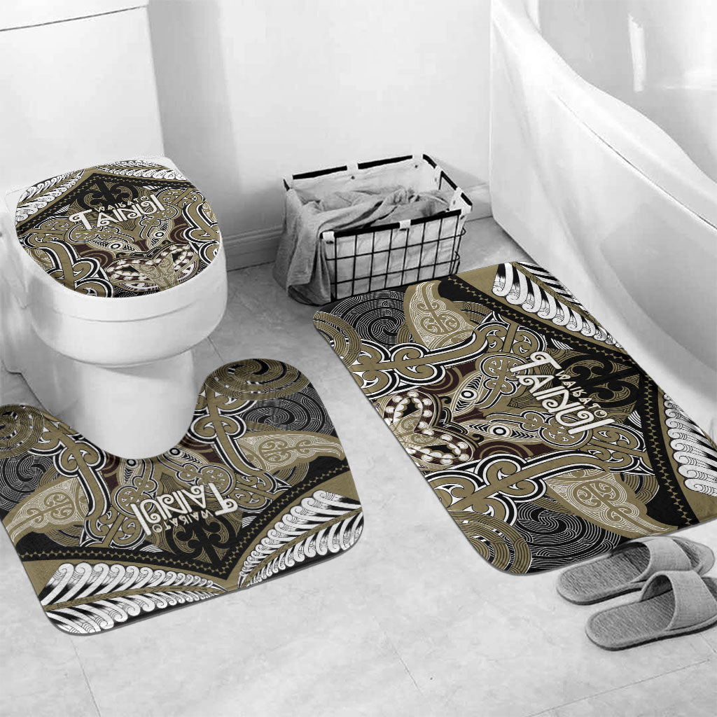 Aotearoa Iwi Waikato Tainui Bathroom Set Maori Kowhaiwhai Pattern LT19 Mat Set Only (3 pcs) One Size Dark Yellow - Polynesian Pride