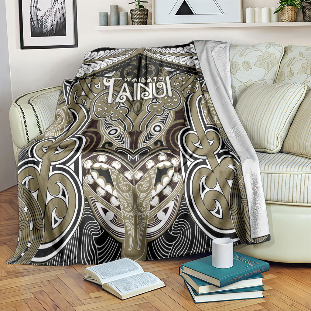 Aotearoa Iwi Waikato Tainui Blanket Maori Kowhaiwhai Pattern LT19 Dark Yellow - Polynesian Pride