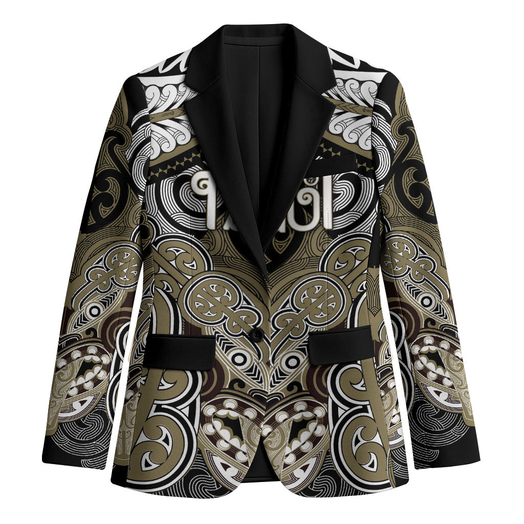 Aotearoa Iwi Waikato Tainui Personalised Blazer Maori Kowhaiwhai Pattern LT19 Unisex Dark Yellow - Polynesian Pride