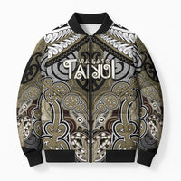 Aotearoa Iwi Waikato Tainui Personalised Bomber Puffer Jacket Maori Kowhaiwhai Pattern LT19 Unisex Dark Yellow - Polynesian Pride