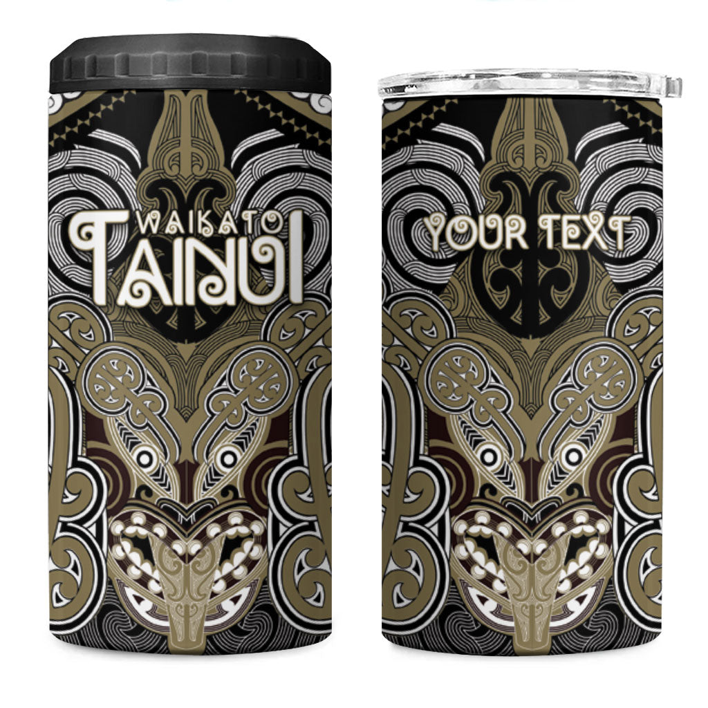 Aotearoa Iwi Waikato Tainui Personalised 4 in 1 Can Cooler Tumbler Maori Kowhaiwhai Pattern LT19 One Size: 16 oz Dark Yellow - Polynesian Pride
