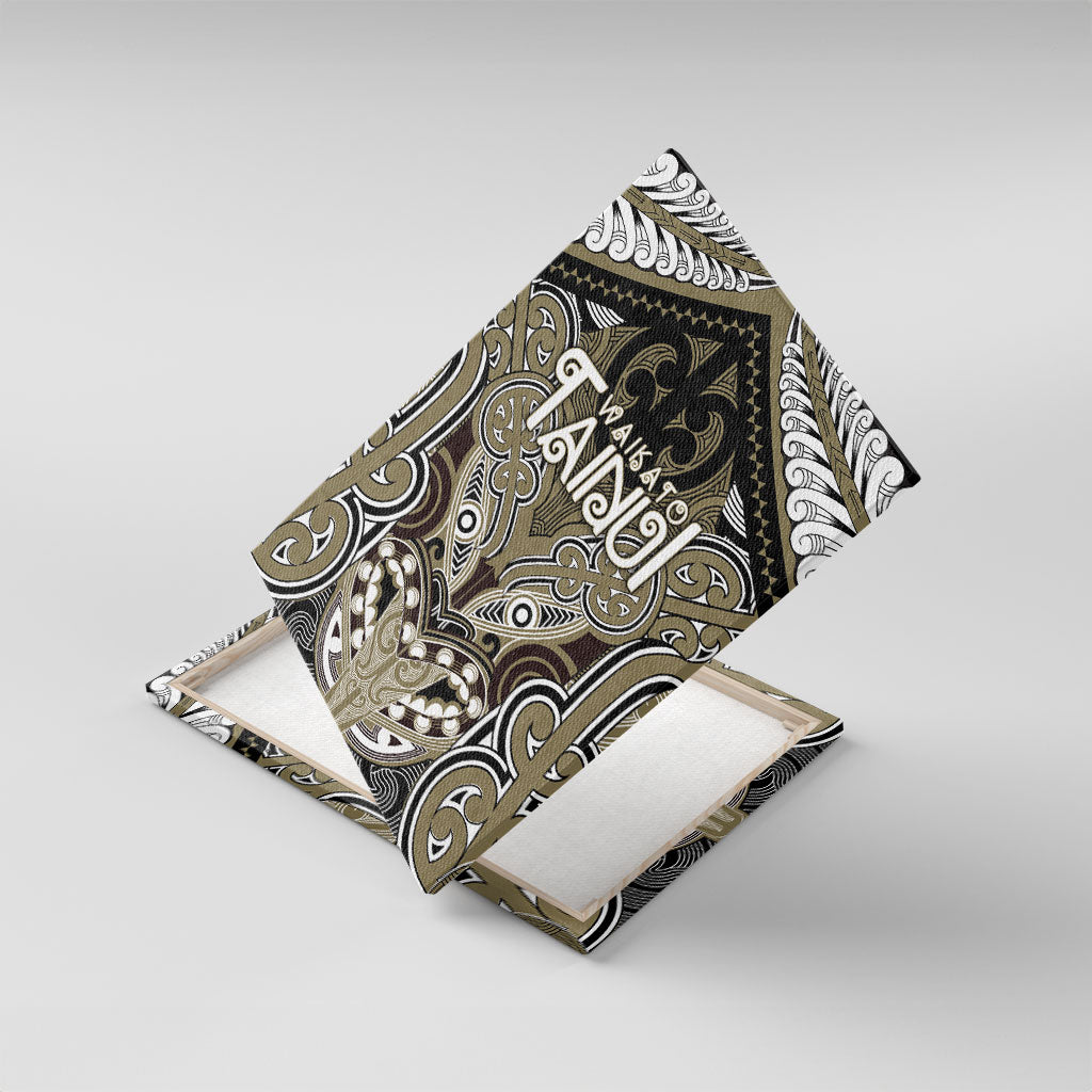 Aotearoa Iwi Waikato Tainui Canvas Wall Art Maori Kowhaiwhai Pattern LT19 With Frame Dark Yellow - Polynesian Pride