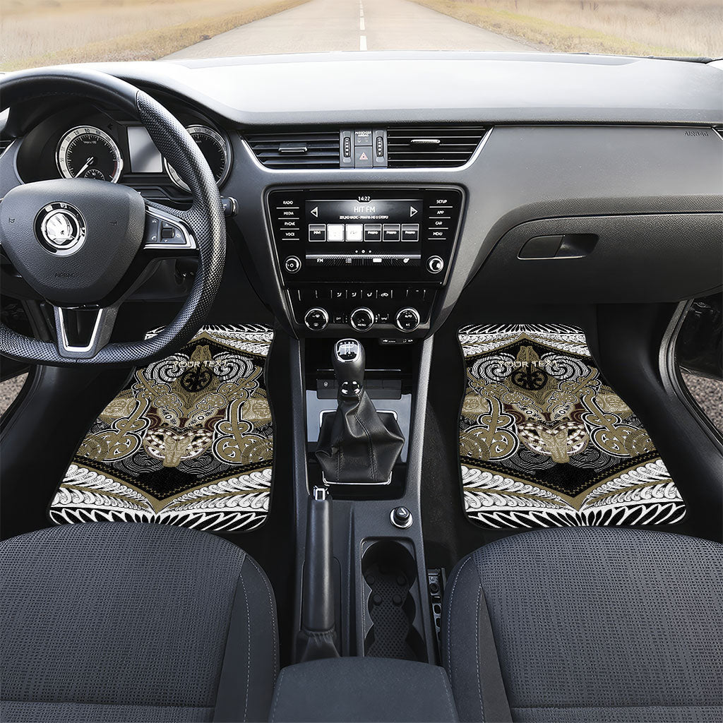 Aotearoa Iwi Waikato Tainui Personalised Car Mats Maori Kowhaiwhai Pattern LT19 Set 2pcs - Front Dark Yellow - Polynesian Pride