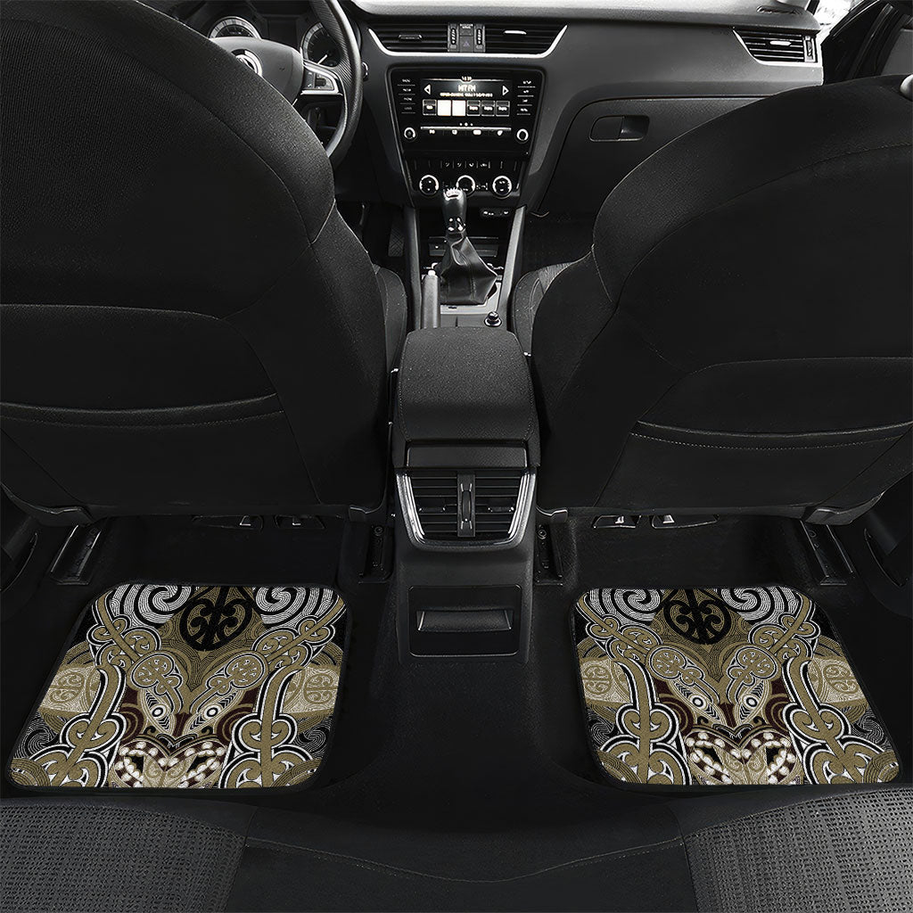 Aotearoa Iwi Waikato Tainui Personalised Car Mats Maori Kowhaiwhai Pattern LT19 Set 2pcs - Back Dark Yellow - Polynesian Pride