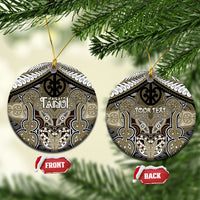 Aotearoa Iwi Waikato Tainui Personalised Ceramic Ornament Maori Kowhaiwhai Pattern LT19 Circle Dark Yellow - Polynesian Pride