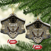 Aotearoa Iwi Waikato Tainui Personalised Ceramic Ornament Maori Kowhaiwhai Pattern LT19 Snow Flake Dark Yellow - Polynesian Pride