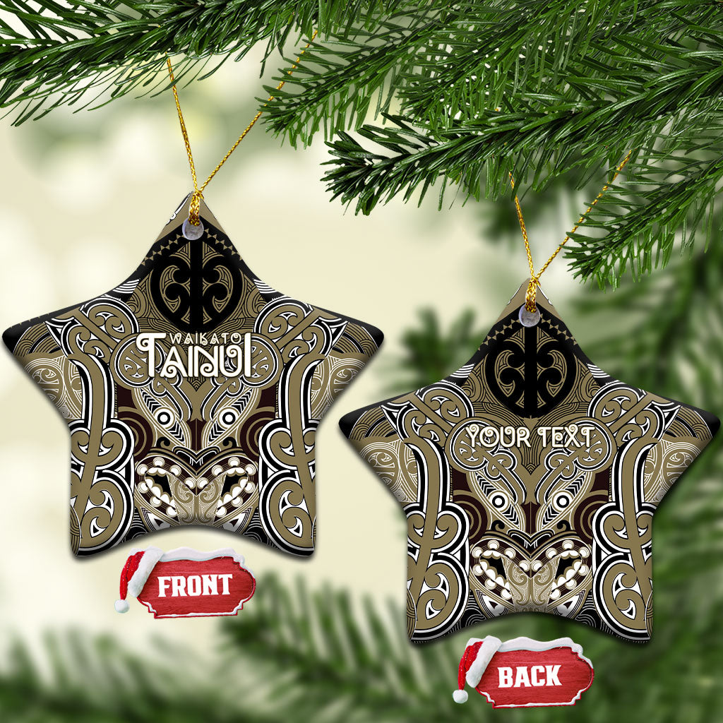 Aotearoa Iwi Waikato Tainui Personalised Ceramic Ornament Maori Kowhaiwhai Pattern LT19 Star Dark Yellow - Polynesian Pride
