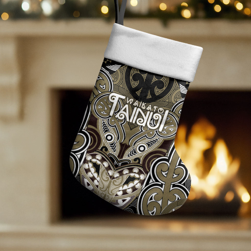 Aotearoa Iwi Waikato Tainui Personalised Christmas Stocking Maori Kowhaiwhai Pattern LT19 Set of 2 Dark Yellow - Polynesian Pride
