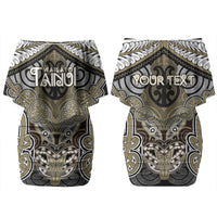 Aotearoa Iwi Waikato Tainui Personalised Couples Matching Off Shoulder Short Dress and Long Sleeve Button Shirt Maori Kowhaiwhai Pattern LT19 - Polynesian Pride