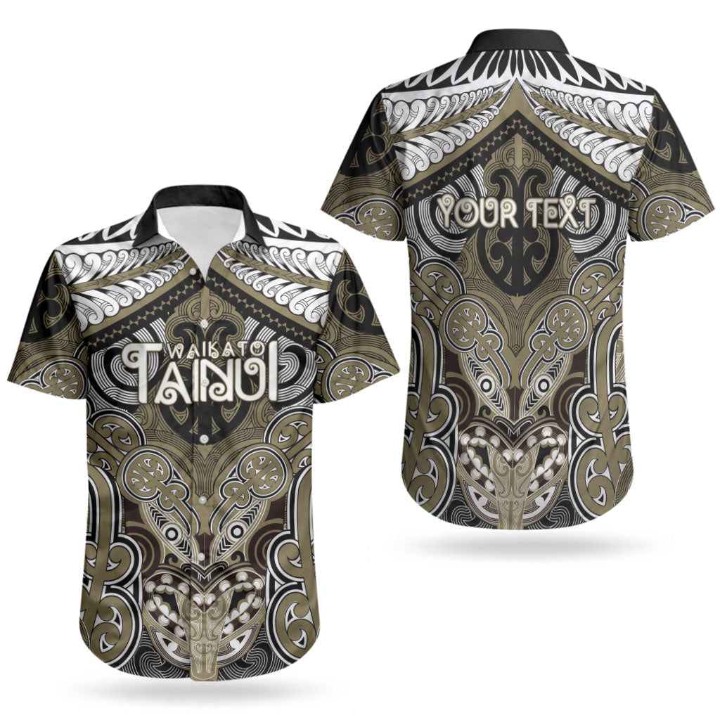 Aotearoa Iwi Waikato Tainui Personalised Couples Matching Puletasi and Hawaiian Shirt Maori Kowhaiwhai Pattern LT19 - Polynesian Pride