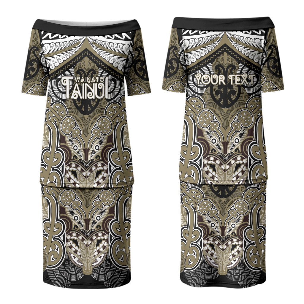 Aotearoa Iwi Waikato Tainui Personalised Couples Matching Puletasi and Hawaiian Shirt Maori Kowhaiwhai Pattern LT19 - Polynesian Pride