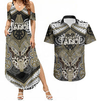Aotearoa Iwi Waikato Tainui Personalised Couples Matching Summer Maxi Dress and Hawaiian Shirt Maori Kowhaiwhai Pattern LT19 Dark Yellow - Polynesian Pride