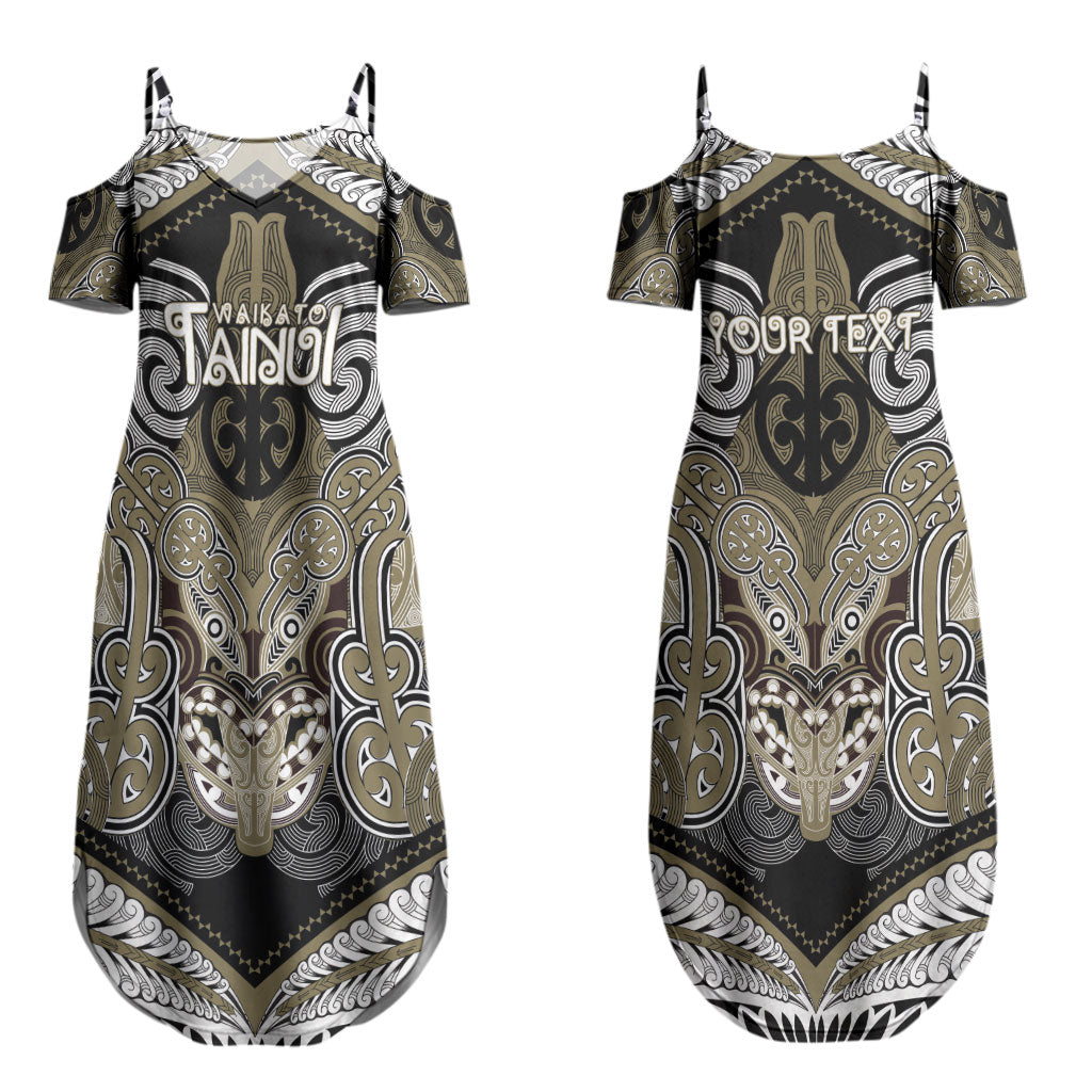 Aotearoa Iwi Waikato Tainui Personalised Couples Matching Summer Maxi Dress and Hawaiian Shirt Maori Kowhaiwhai Pattern LT19 - Polynesian Pride