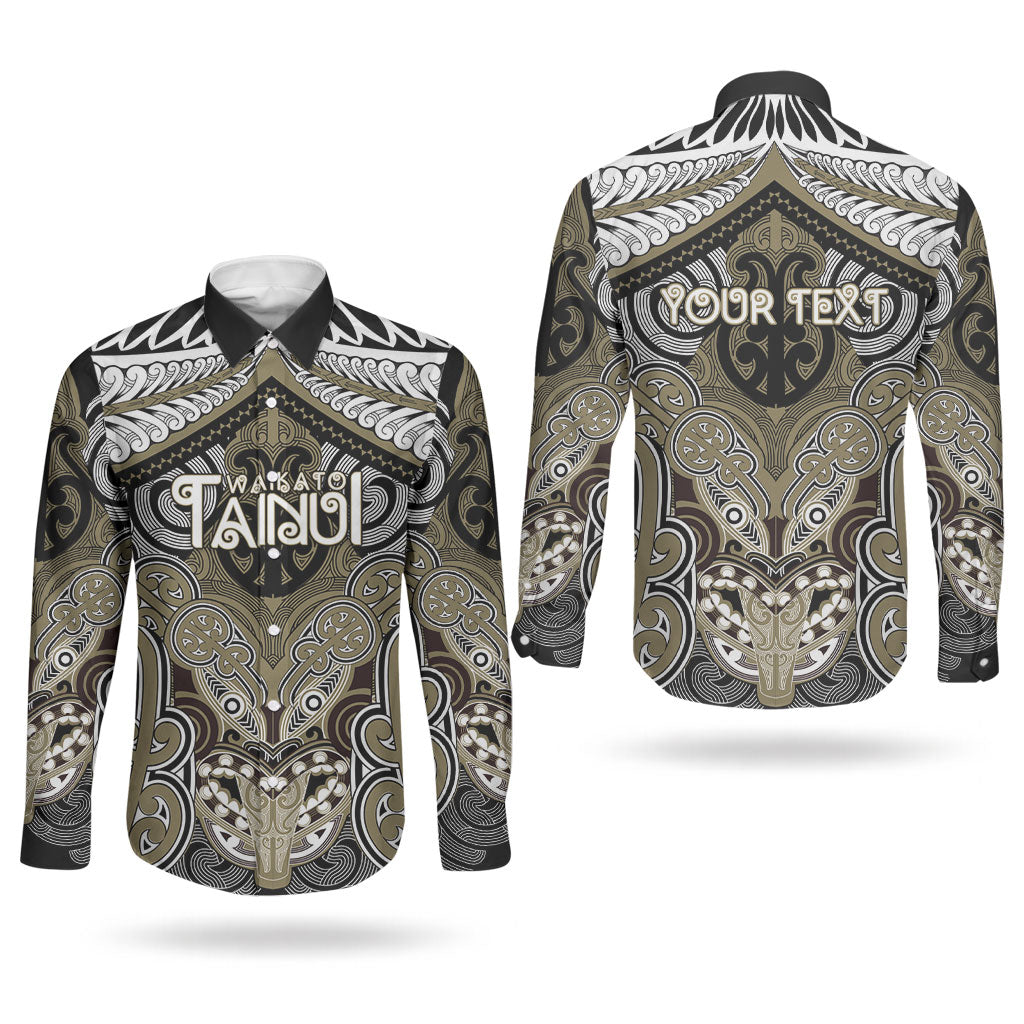 Aotearoa Iwi Waikato Tainui Personalised Couples Matching Tank Maxi Dress and Long Sleeve Button Shirt Maori Kowhaiwhai Pattern LT19 - Polynesian Pride