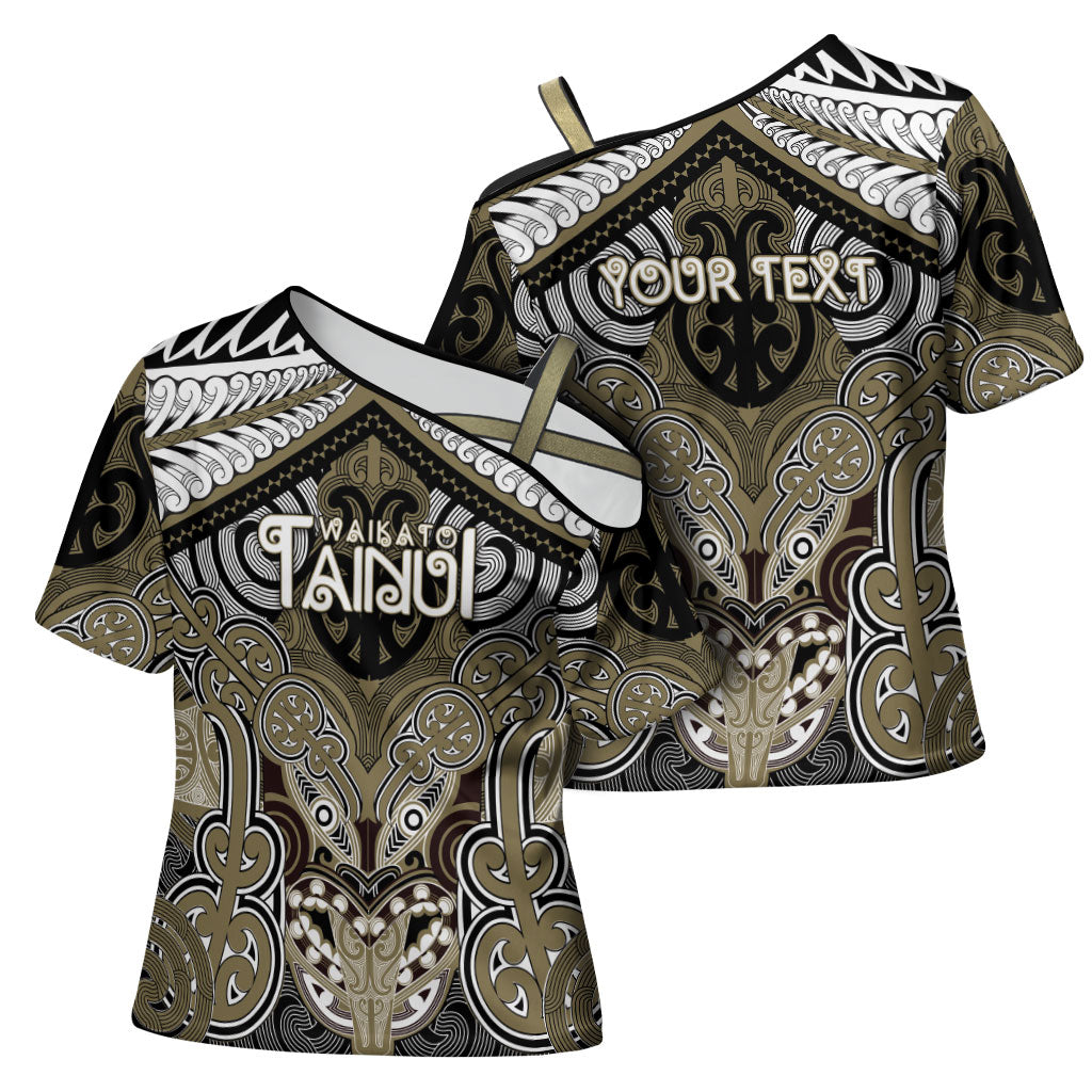 Aotearoa Iwi Waikato Tainui Personalised Cross Shoulder Shirt Maori Kowhaiwhai Pattern LT19 - Polynesian Pride