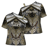 Aotearoa Iwi Waikato Tainui Personalised Cross Shoulder Shirt Maori Kowhaiwhai Pattern LT19 - Polynesian Pride