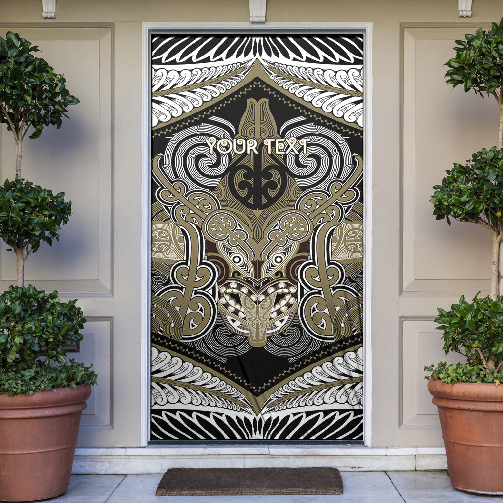 Aotearoa Iwi Waikato Tainui Personalised Door Cover Maori Kowhaiwhai Pattern LT19 Dark Yellow - Polynesian Pride