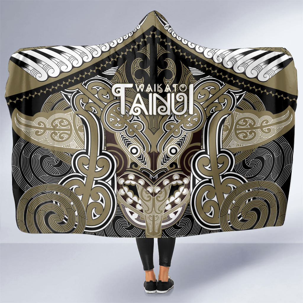 Aotearoa Iwi Waikato Tainui Hooded Blanket Maori Kowhaiwhai Pattern LT19 One Size Dark Yellow - Polynesian Pride