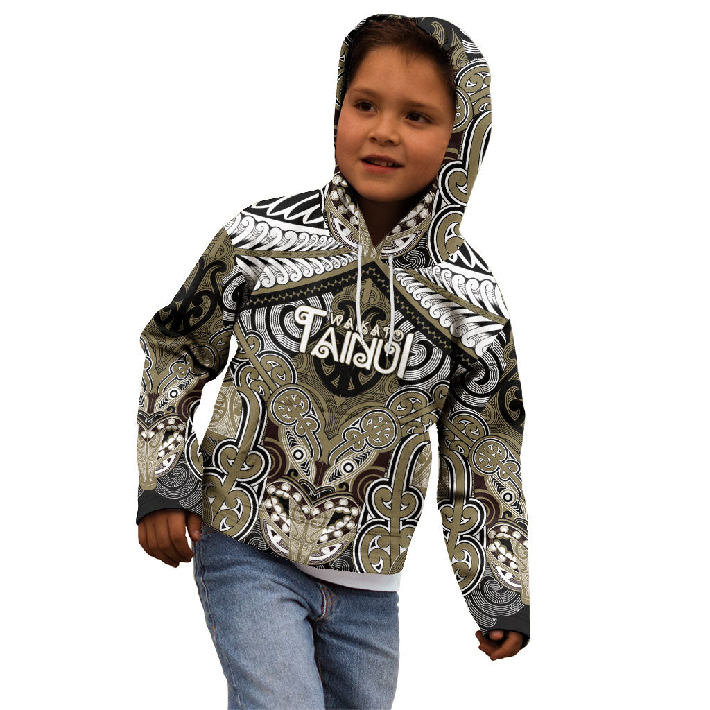 Aotearoa Iwi Waikato Tainui Personalised Kid Hoodie Maori Kowhaiwhai Pattern LT19 - Polynesian Pride