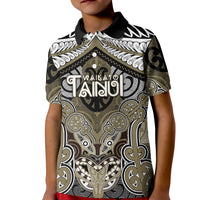 Aotearoa Iwi Waikato Tainui Personalised Kid Polo Shirt Maori Kowhaiwhai Pattern LT19 Kid Dark Yellow - Polynesian Pride