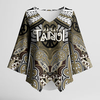 Aotearoa Iwi Waikato Tainui Personalised Kimono Sleeve Blouse Maori Kowhaiwhai Pattern LT19 Female Dark Yellow - Polynesian Pride