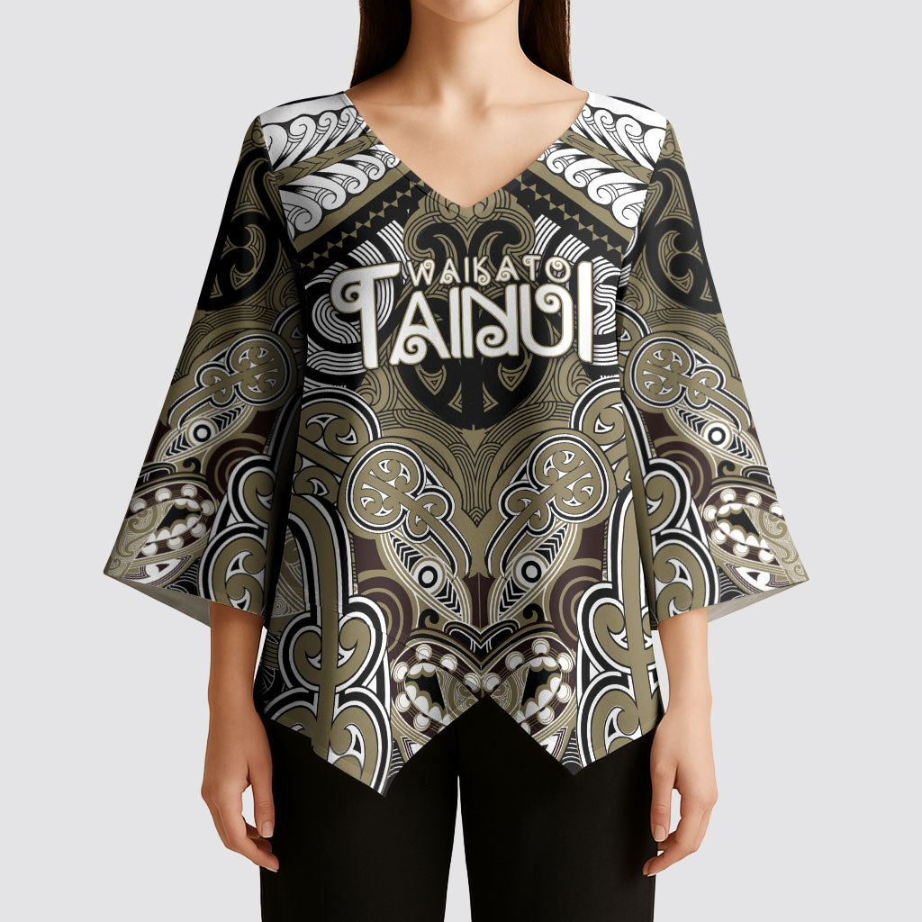 Aotearoa Iwi Waikato Tainui Personalised Kimono Sleeve Blouse Maori Kowhaiwhai Pattern LT19 - Polynesian Pride