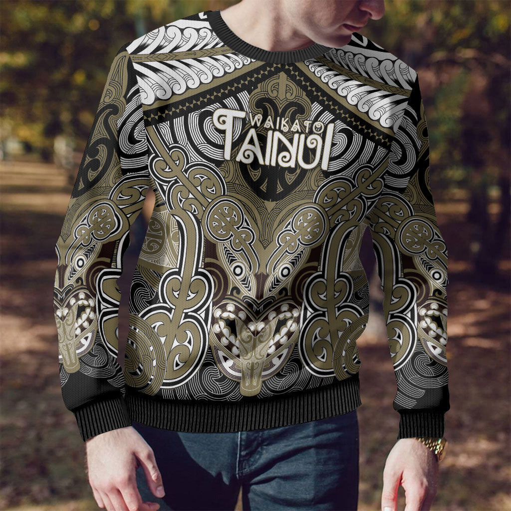 Aotearoa Iwi Waikato Tainui Personalised Ugly Christmas Sweater Maori Kowhaiwhai Pattern LT19 - Polynesian Pride