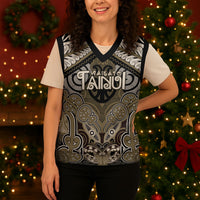 Aotearoa Iwi Waikato Tainui Personalised Christmas Knitted V-Neck Vest Maori Kowhaiwhai Pattern LT19 - Polynesian Pride