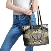 Aotearoa Iwi Waikato Tainui Leather Tote Bag Maori Kowhaiwhai Pattern LT19 - Polynesian Pride