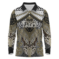 Aotearoa Iwi Waikato Tainui Personalised Long Sleeve Polo Shirt Maori Kowhaiwhai Pattern LT19 Dark Yellow - Polynesian Pride