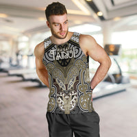 Aotearoa Iwi Waikato Tainui Personalised Men Tank Top Maori Kowhaiwhai Pattern LT19 Dark Yellow - Polynesian Pride