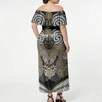 Aotearoa Iwi Waikato Tainui Personalised Off Shoulder Maxi Dress Maori Kowhaiwhai Pattern LT19 - Polynesian Pride