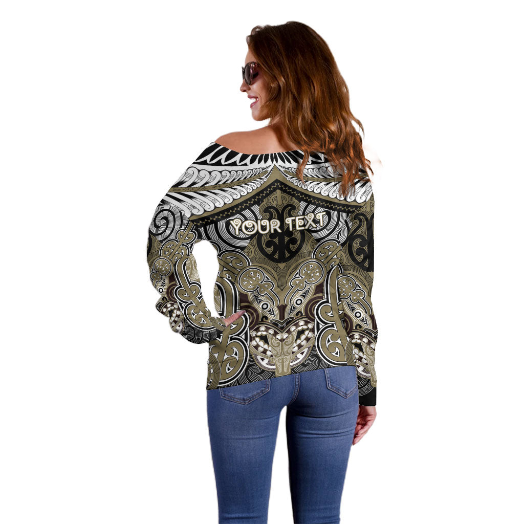 Aotearoa Iwi Waikato Tainui Personalised Off Shoulder Sweater Maori Kowhaiwhai Pattern LT19 - Polynesian Pride