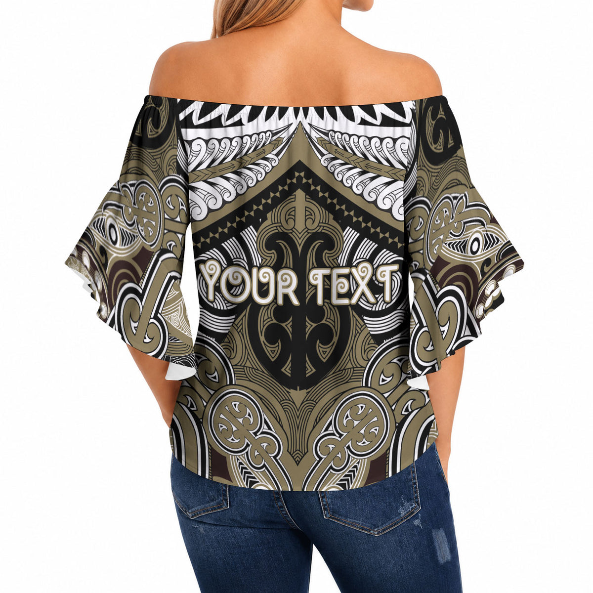 Aotearoa Iwi Waikato Tainui Personalised Off Shoulder Wrap Waist Top Maori Kowhaiwhai Pattern LT19 - Polynesian Pride