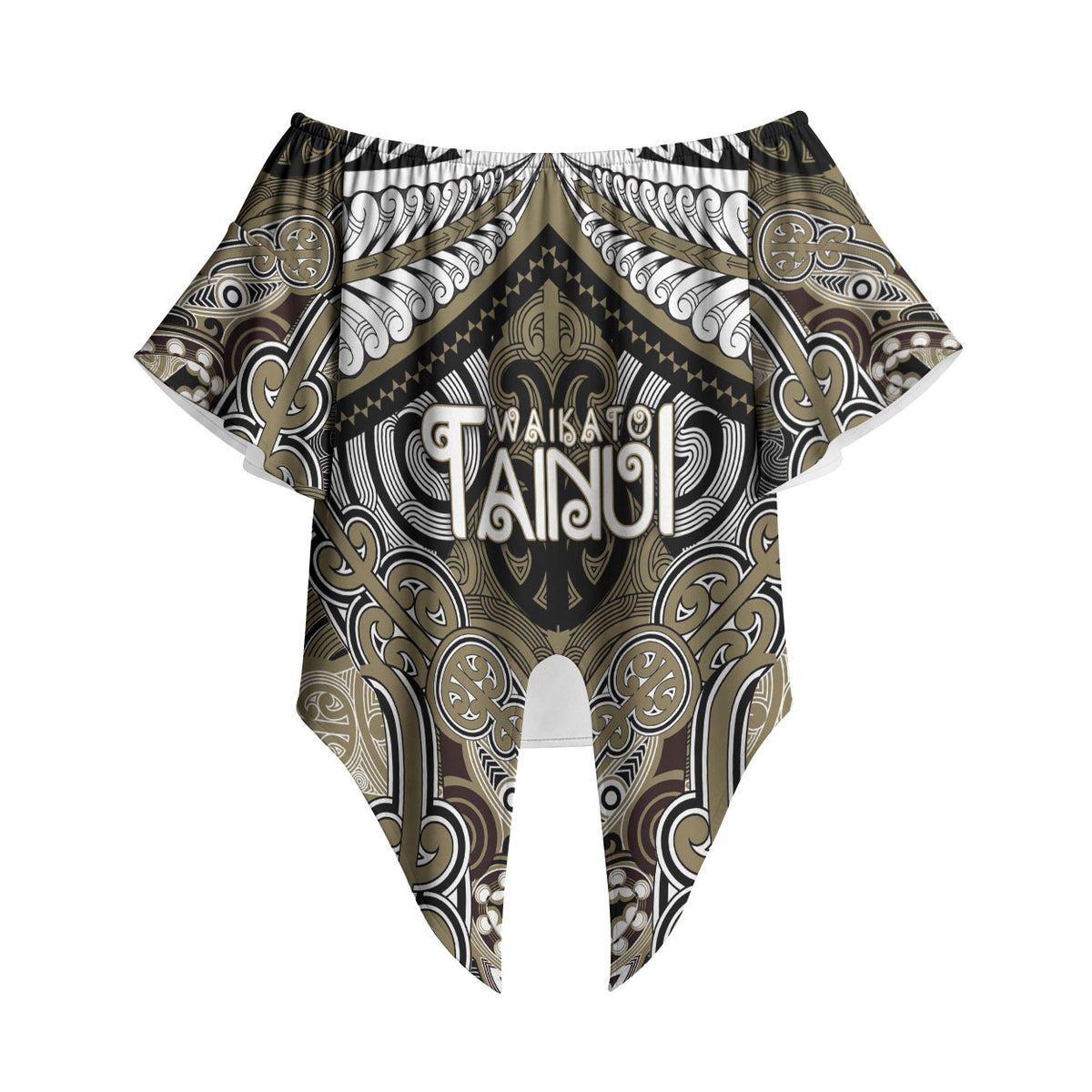 Aotearoa Iwi Waikato Tainui Personalised Off Shoulder Wrap Waist Top Maori Kowhaiwhai Pattern LT19 - Polynesian Pride