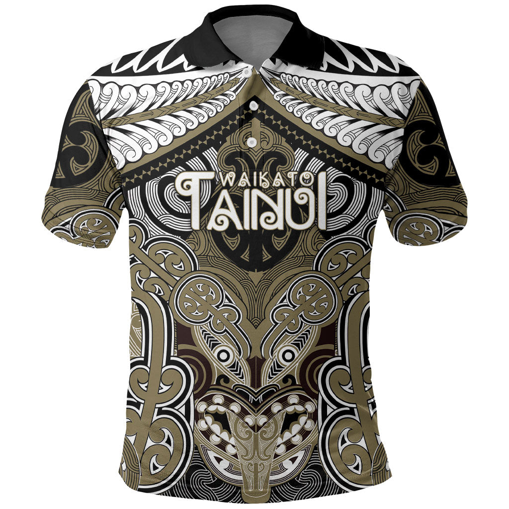 Aotearoa Iwi Waikato Tainui Personalised Polo Shirt Maori Kowhaiwhai Pattern LT19 Dark Yellow - Polynesian Pride