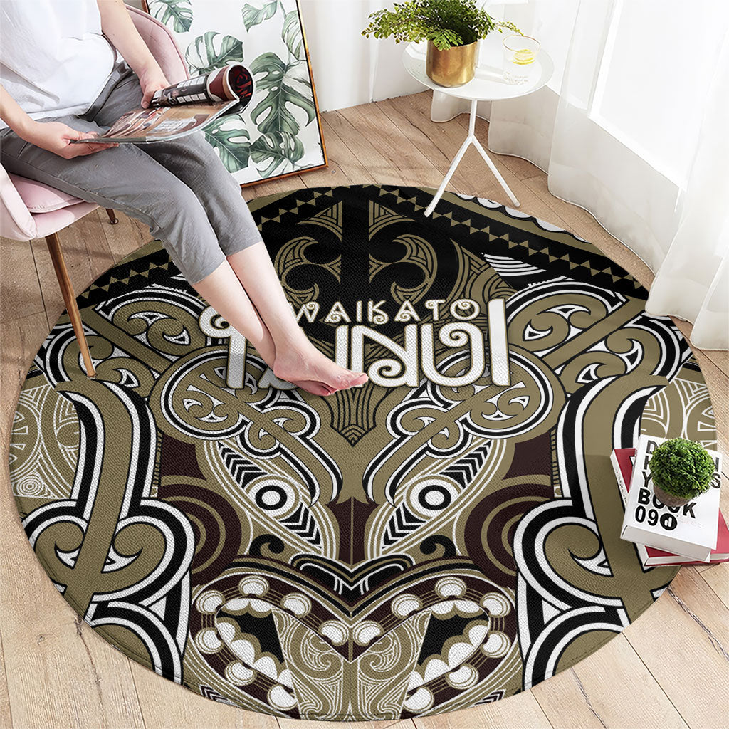 Aotearoa Iwi Waikato Tainui Round Carpet Maori Kowhaiwhai Pattern LT19 - Polynesian Pride