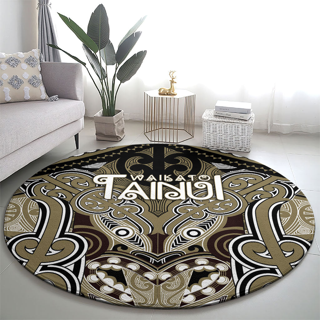 Aotearoa Iwi Waikato Tainui Round Carpet Maori Kowhaiwhai Pattern LT19 - Polynesian Pride
