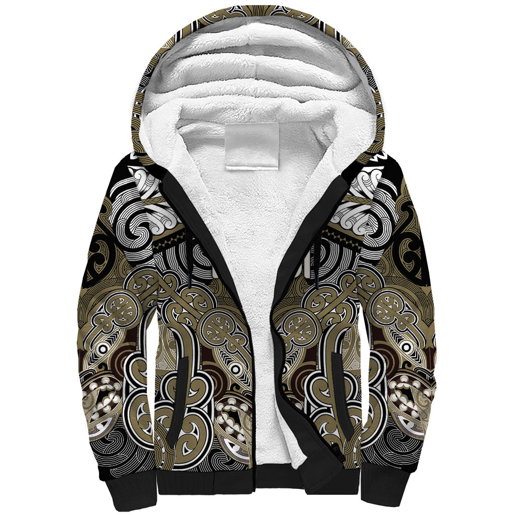 Aotearoa Iwi Waikato Tainui Personalised Sherpa Hoodie Maori Kowhaiwhai Pattern LT19 Unisex Dark Yellow - Polynesian Pride