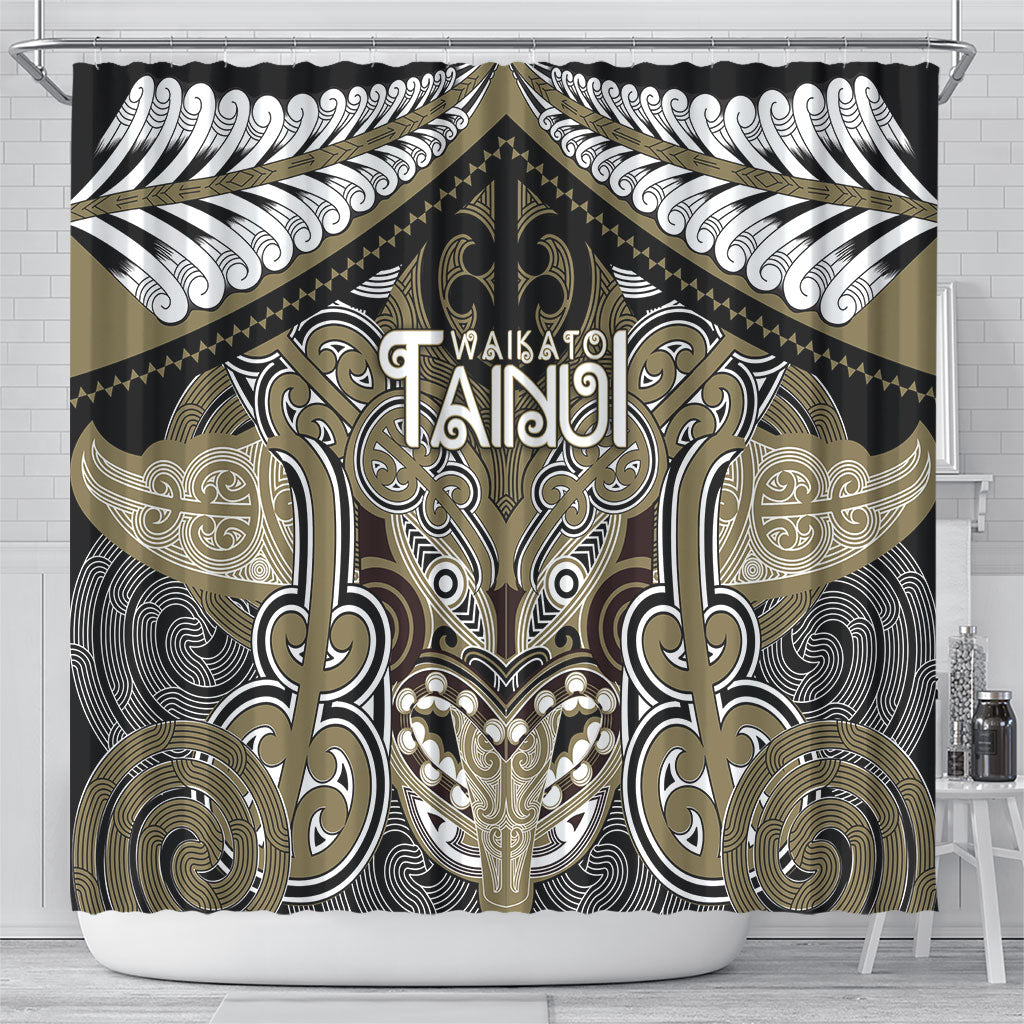 Aotearoa Iwi Waikato Tainui Shower Curtain Maori Kowhaiwhai Pattern LT19 - Polynesian Pride