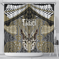 Aotearoa Iwi Waikato Tainui Shower Curtain Maori Kowhaiwhai Pattern LT19 - Polynesian Pride